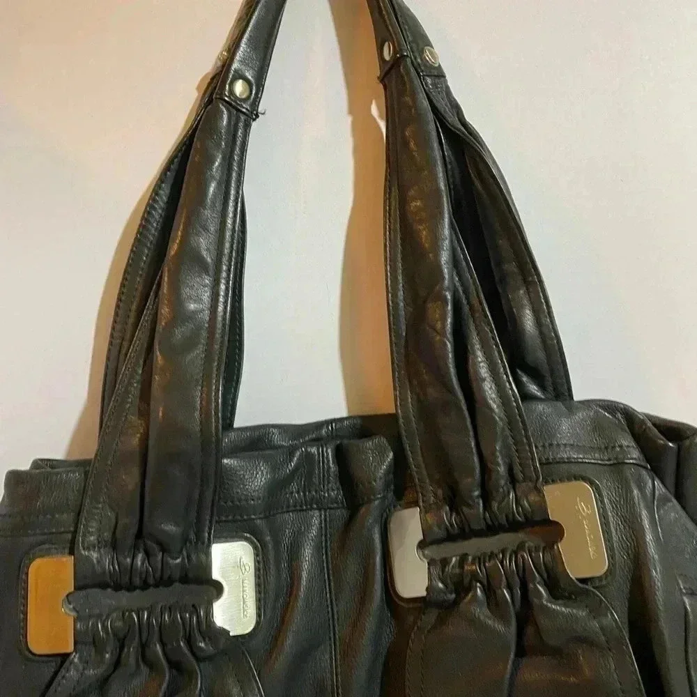 B. Makowsky Black leather satchel handbag - Picture 10 of 10